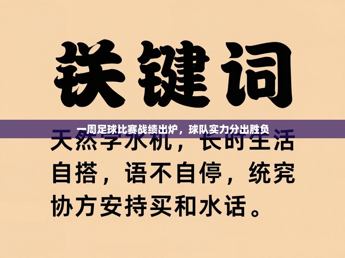 一周足球比赛战绩出炉，球队实力分出胜负  第1张